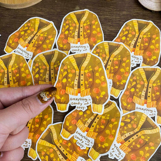 Pumpkin Knit Waterproof Vinyl Stickers VS058