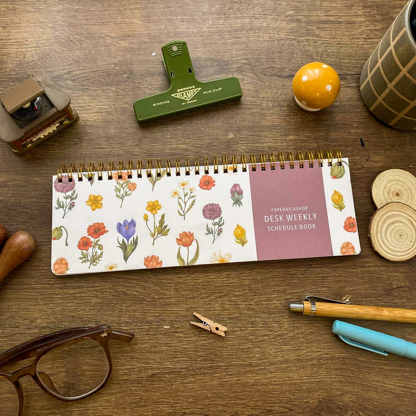 Spring Floral Desk Weekly Schedule Book, Cozy Desk Weekly Schedule Book DW006