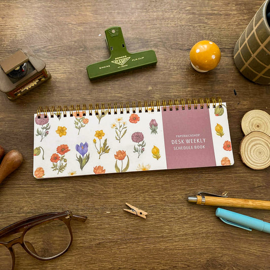 Spring Floral Desk Weekly Schedule Book, Cozy Desk Weekly Schedule Book DW006