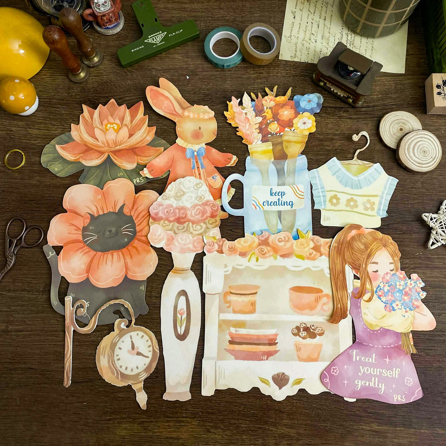 Spring Love Cozy Diecut Art Print, Aesthetic Art Prints, Spring Art Prints, Die-cuts