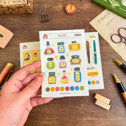 Ink Bottles Decorative Sticker Sheet DCD049