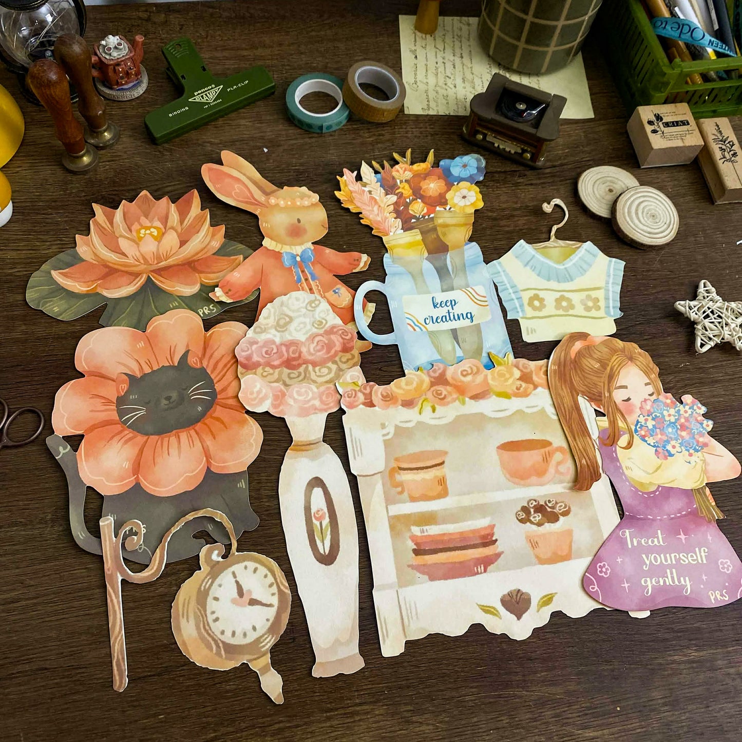 Spring Love Cozy Diecut Art Print, Aesthetic Art Prints, Spring Art Prints, Die-cuts