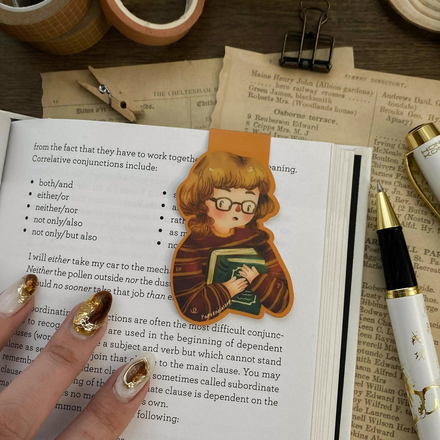 Fall Bookish Girl Magnetic Bookmark MB025