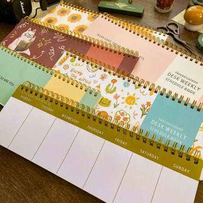 Flower Bed Desk Weekly Schedule Book, Cozy Desk Weekly Schedule Book DW001