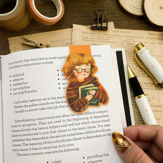 Fall Bookish Girl Magnetic Bookmark MB025