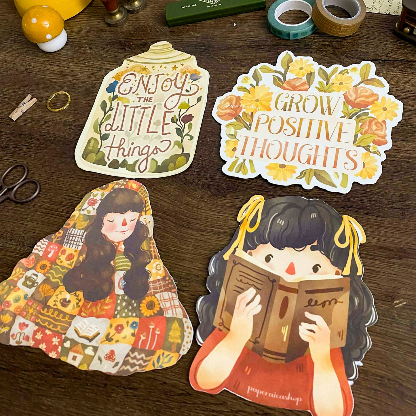 Cozy Autumn Diecut Art Prints, Aesthetic Art Prints, Autumn Themed Art Prints