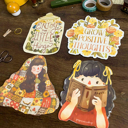 Cozy Autumn Diecut Art Prints, Aesthetic Art Prints, Autumn Themed Art Prints