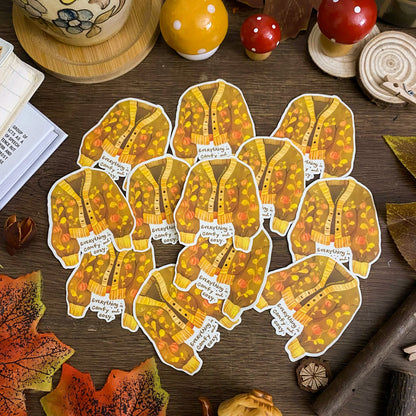 Pumpkin Knit Waterproof Vinyl Stickers VS058