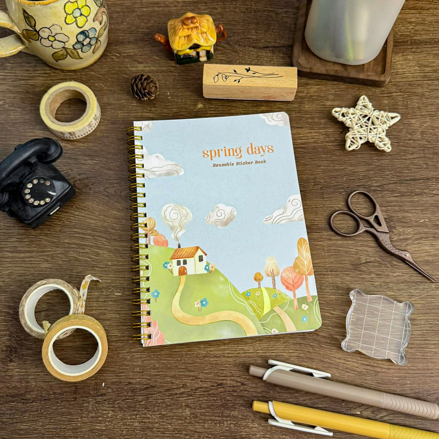 SB010 | Spring Days Reusable Sticker Book, Warm Days Gifts, Stationery Find | Paperaicashop