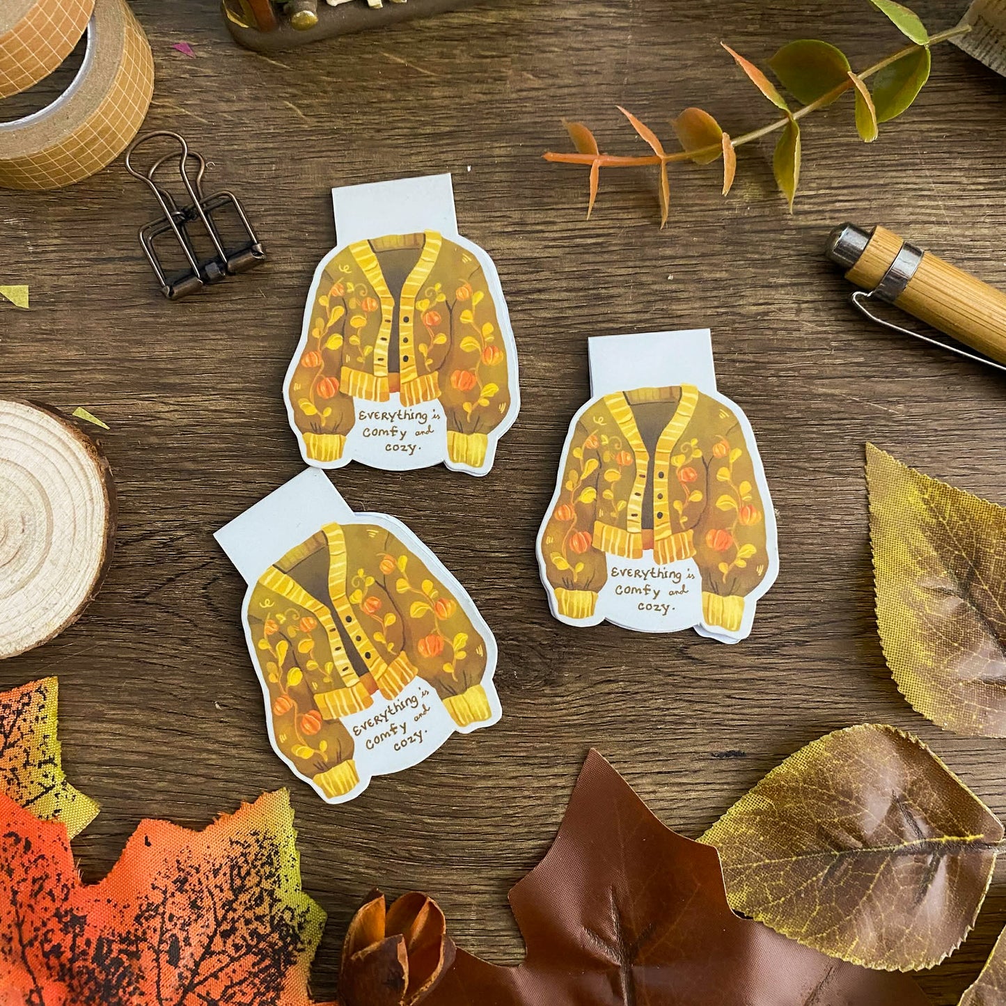 Pumpkin Knit Magnetic Bookmark MB024