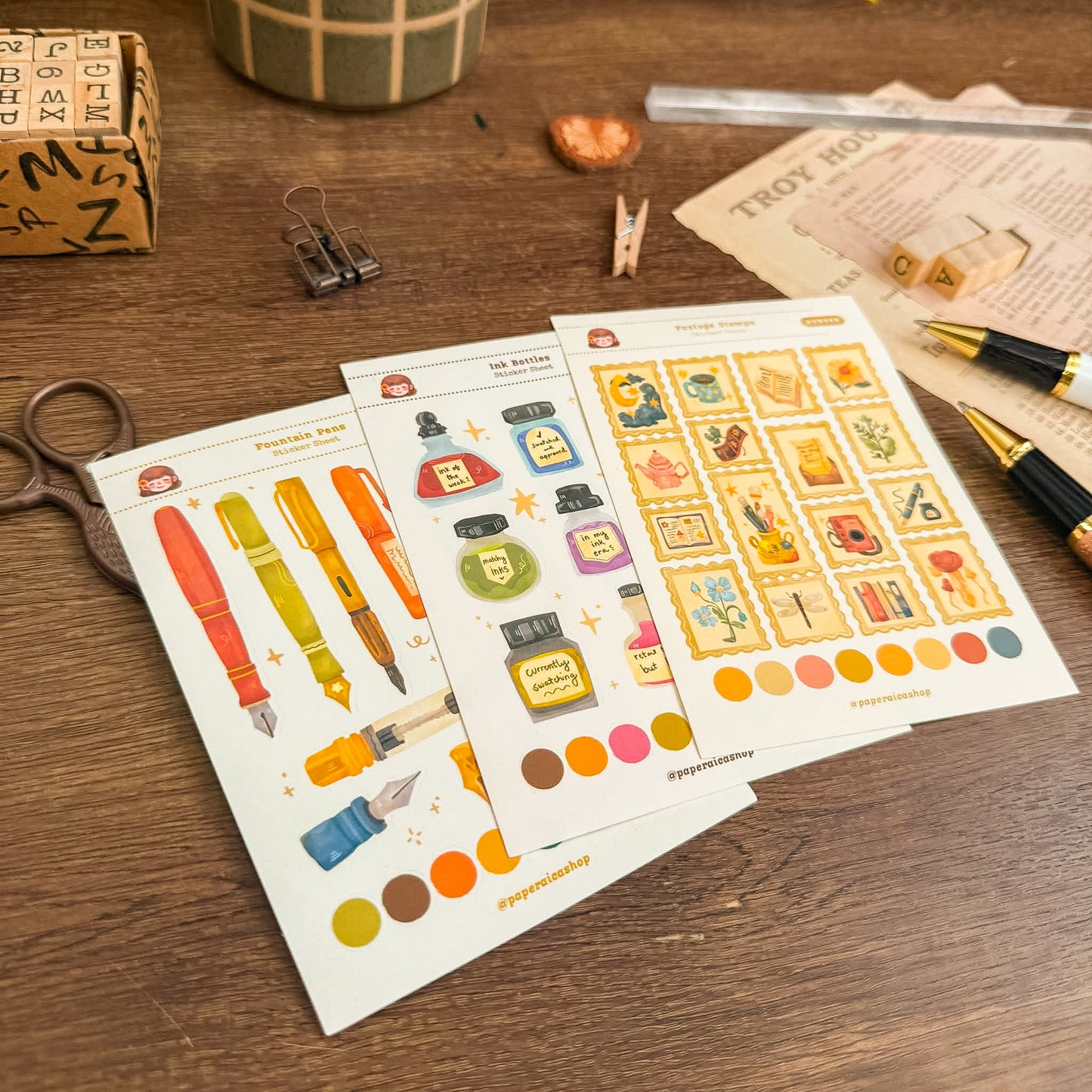 Fountain Pens Decorative Sticker Sheet DCD048