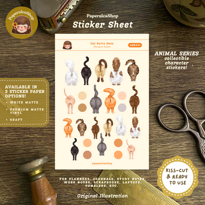 Cat Butts Animals Decorative Sticker Sheet AND001