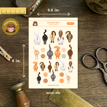 Cat Butts Animals Decorative Sticker Sheet AND001