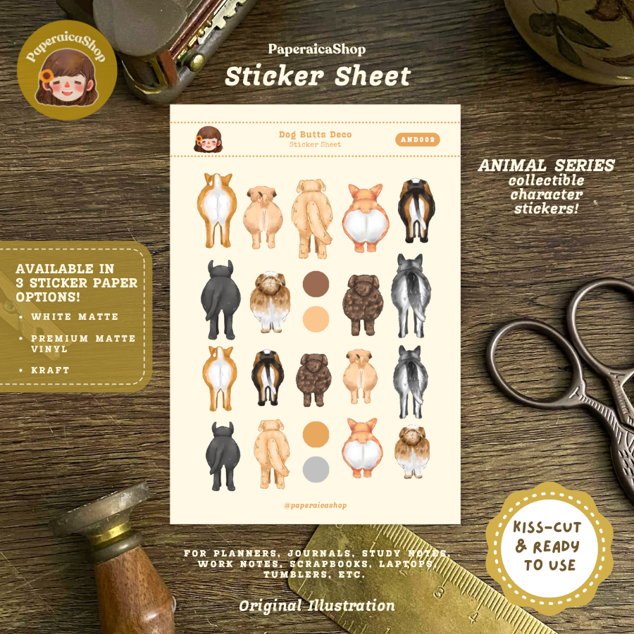 Dog Butts Animals Decorative Sticker Sheet AND002