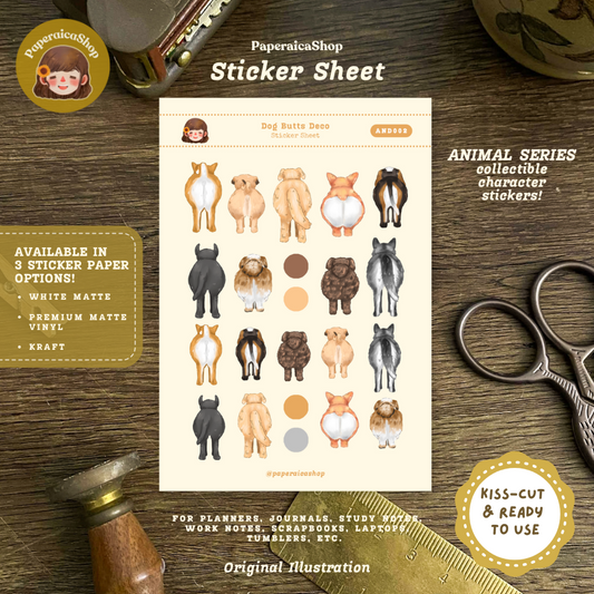 Dog Butts Animals Decorative Sticker Sheet AND002