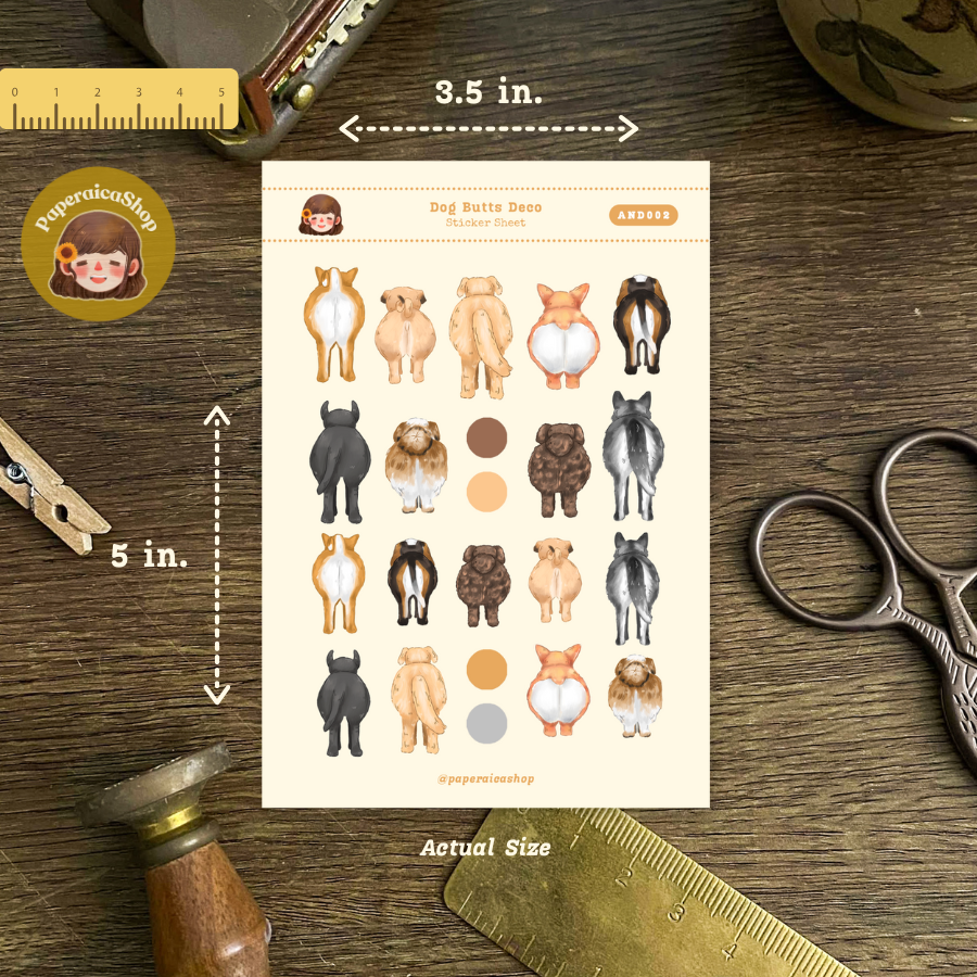 Dog Butts Animals Decorative Sticker Sheet AND002