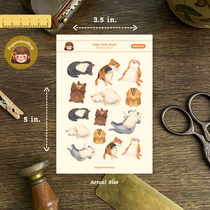Lazy Cat Animals Decorative Sticker Sheet AND004