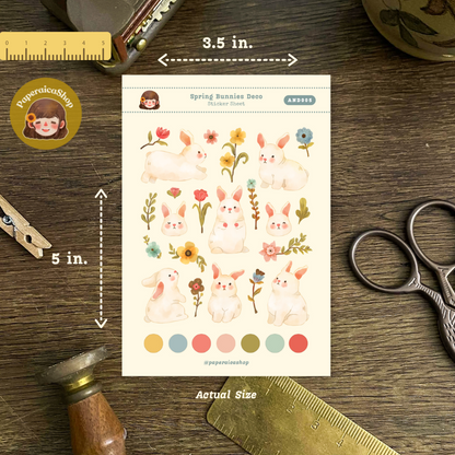 Spring Bunnies Animals Decorative Sticker Sheet AND005