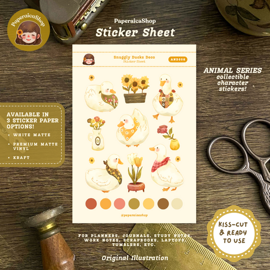 Snuggly Ducks Animals Decorative Sticker Sheet AND006