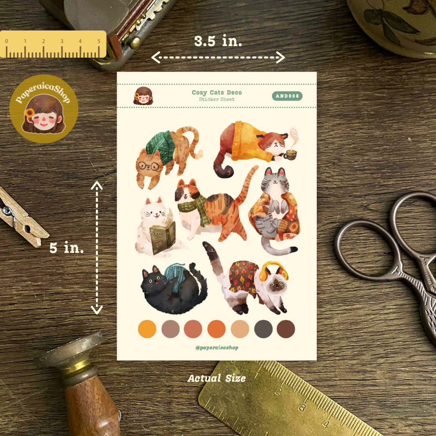 Cozy Cats Animals Decorative Sticker Sheet AND008