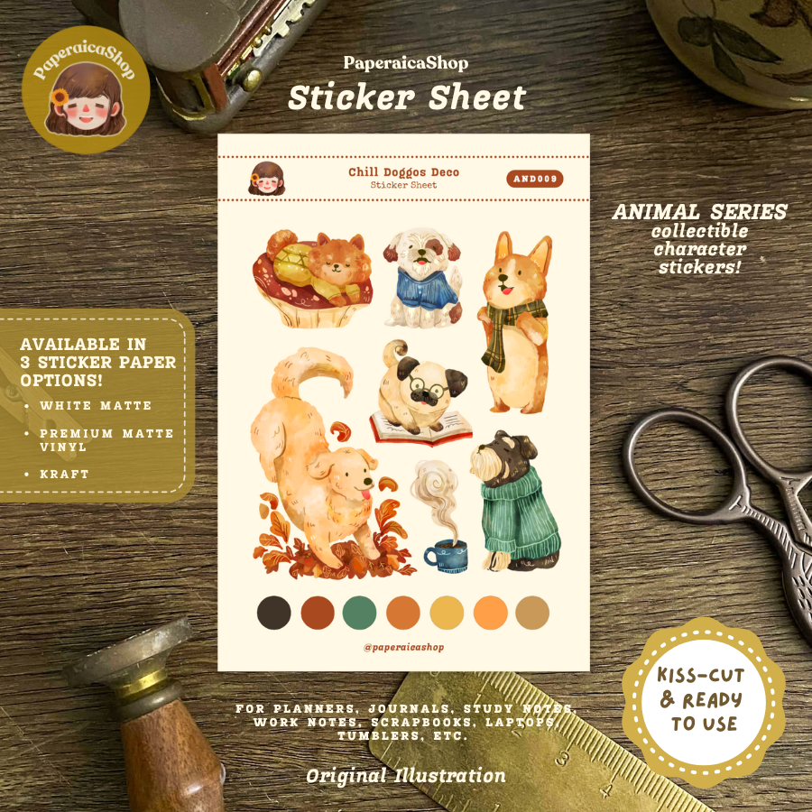 Chill Doggo Animals Decorative Sticker Sheet AND009