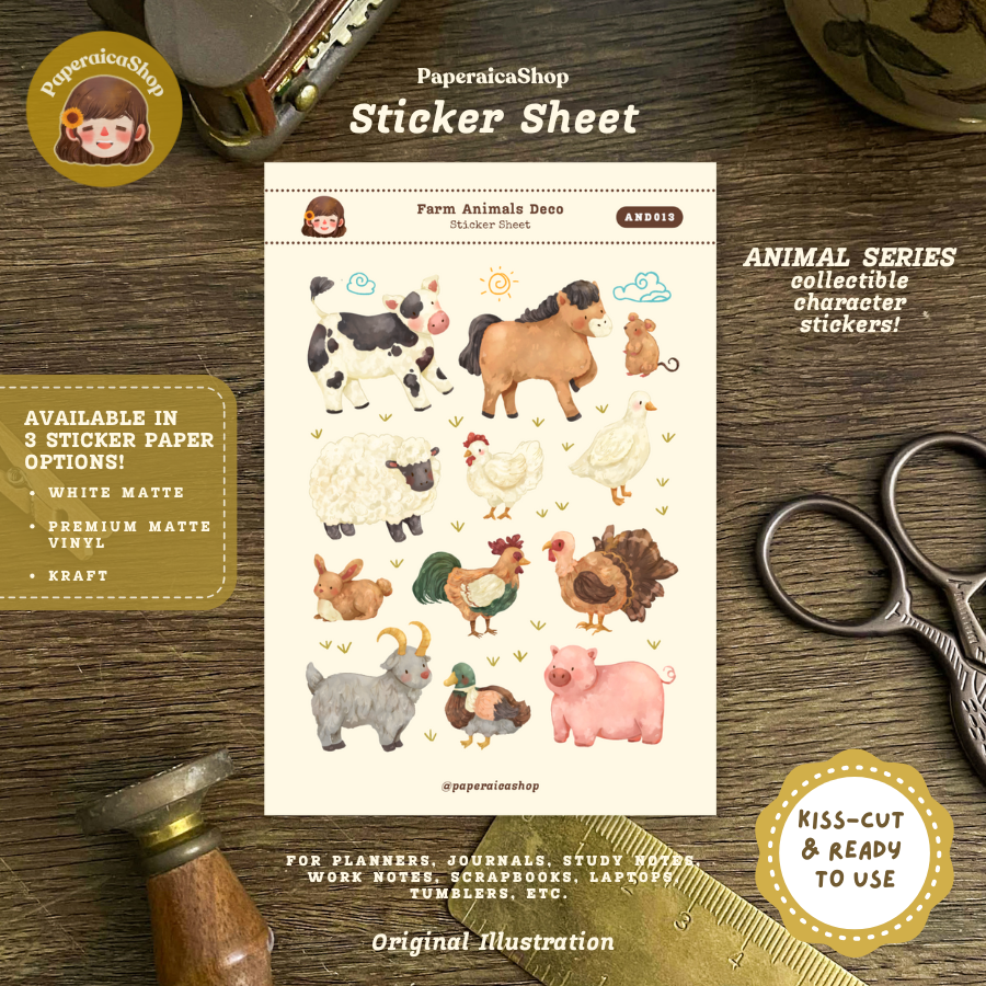 Farm Animals Decorative Sticker Sheet AND013