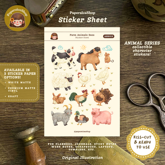 Farm Animals Decorative Sticker Sheet AND013