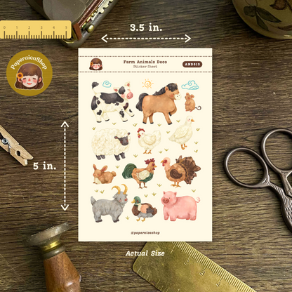 Farm Animals Decorative Sticker Sheet AND013
