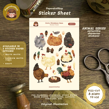 Cutie Chimkens Animals Decorative Sticker Sheet AND014