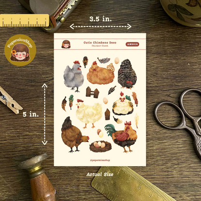 Cutie Chimkens Animals Decorative Sticker Sheet AND014