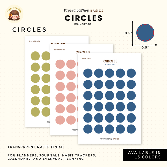 BS-MSP001 Circles Stickers, Shape Sticker, Functional Stickers | Paperaicashop