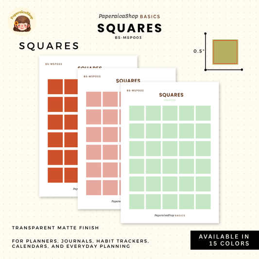 BS-MSP003 Square Stickers, Shape Sticker, Functional Stickers | Paperaicashop