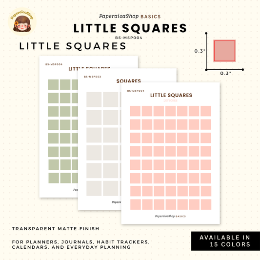BS-MSP004 Small Square Stickers, Shape Sticker, Functional Stickers | Paperaicashop