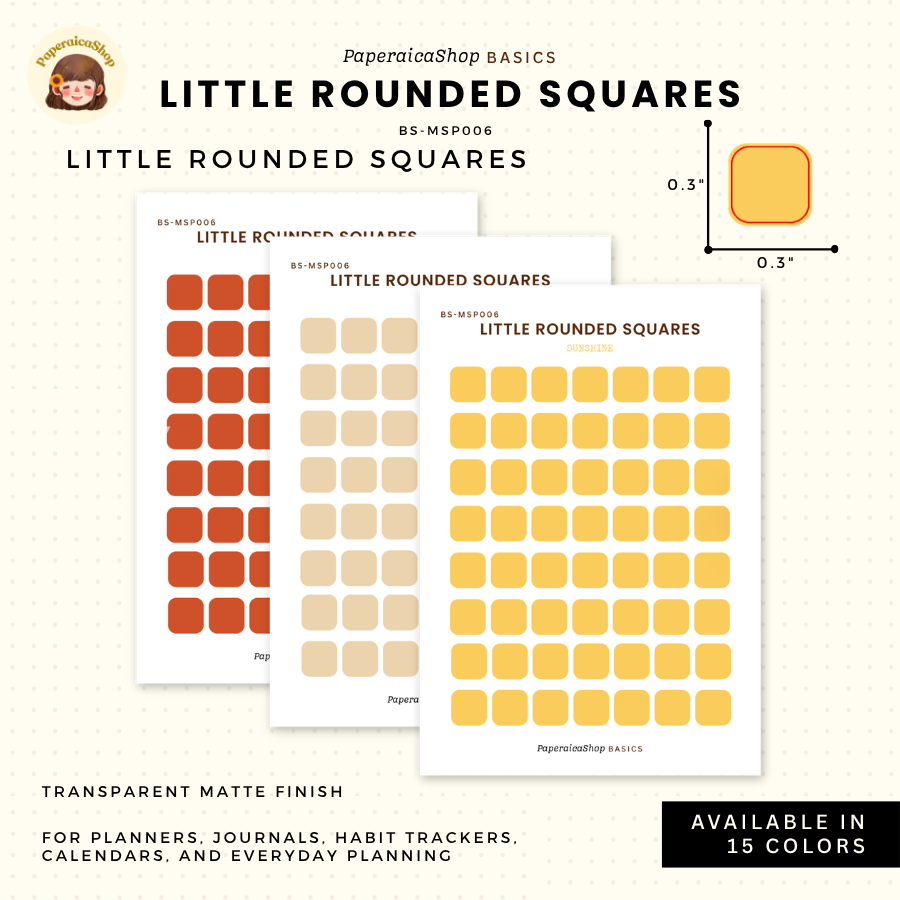 BS-MSP006 Small Rounded Square Stickers, Shape Sticker, Functional Stickers | Paperaicashop