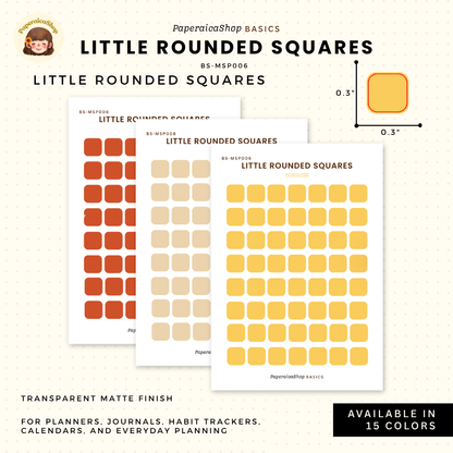 BS-MSP006 Small Rounded Square Stickers, Shape Sticker, Functional Stickers | Paperaicashop