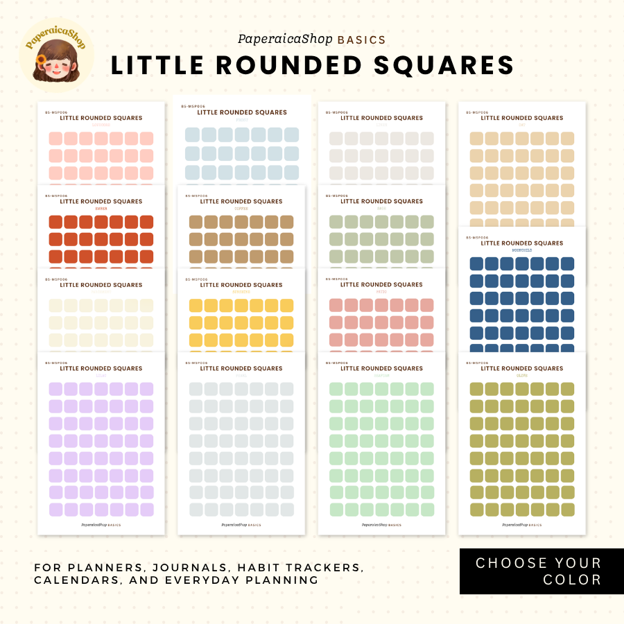 BS-MSP006 Small Rounded Square Stickers, Shape Sticker, Functional Stickers | Paperaicashop