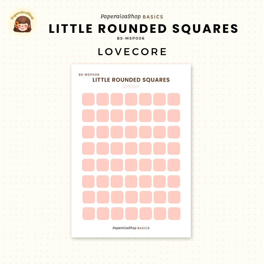 BS-MSP006 Small Rounded Square Stickers, Shape Sticker, Functional Stickers | Paperaicashop