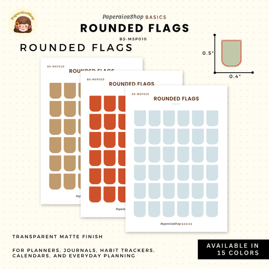 BS-MSP010 Rounded Flags Stickers, Shape Sticker, Functional Stickers | Paperaicashop