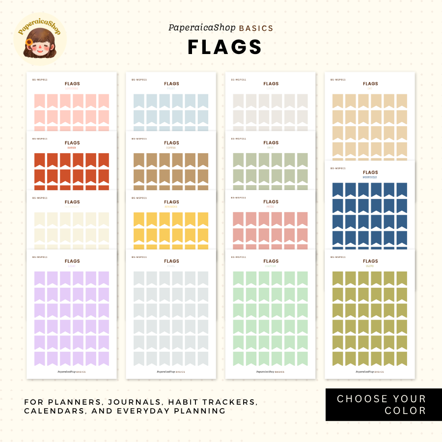 BS-MSP011 Flags Stickers, Shape Sticker, Functional Stickers | Paperaicashop