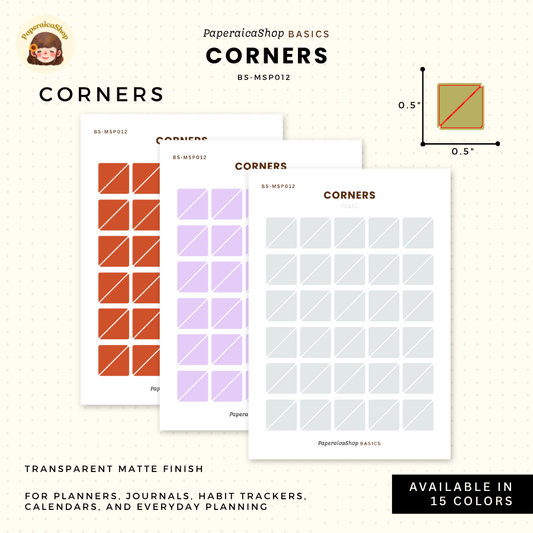 BS-MSP012 Corners Stickers, Shape Sticker, Functional Stickers | Paperaicashop
