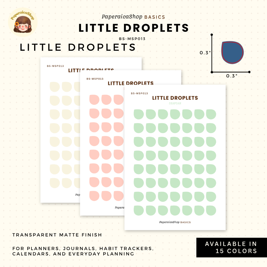BS-MSP013 Mini Droplets Stickers, Shape Sticker, Functional Stickers | Paperaicashop