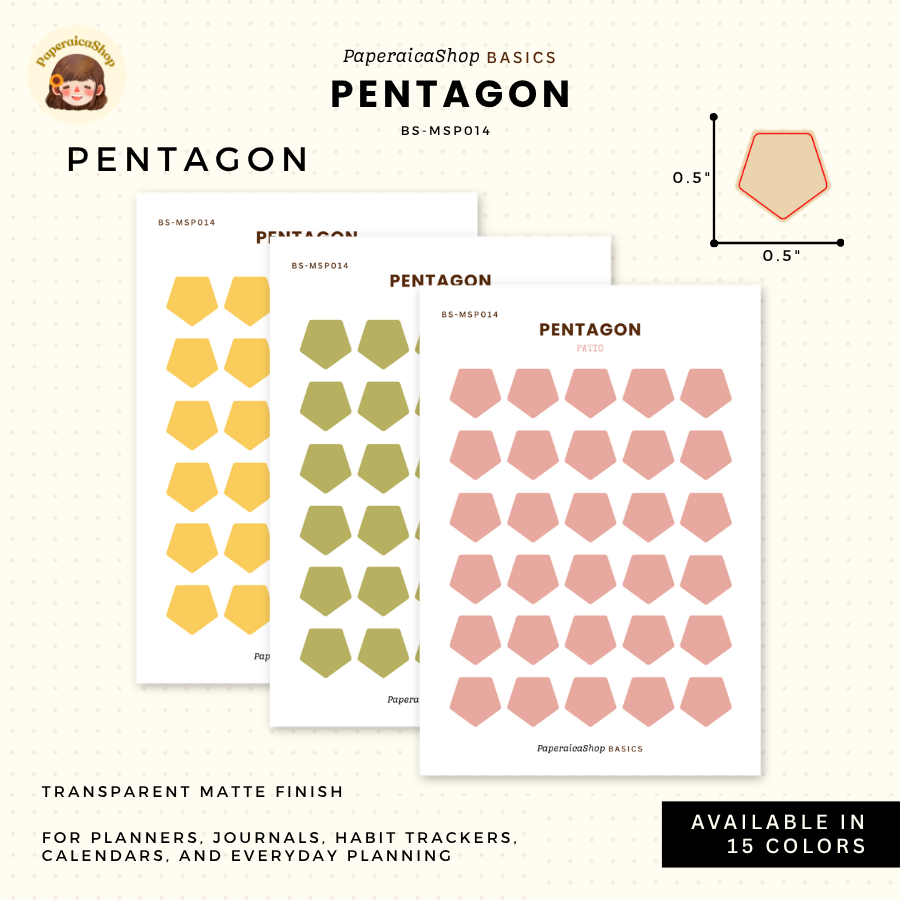 BS-MSP014 Pentagon Stickers, Shape Sticker, Functional Stickers | Paperaicashop