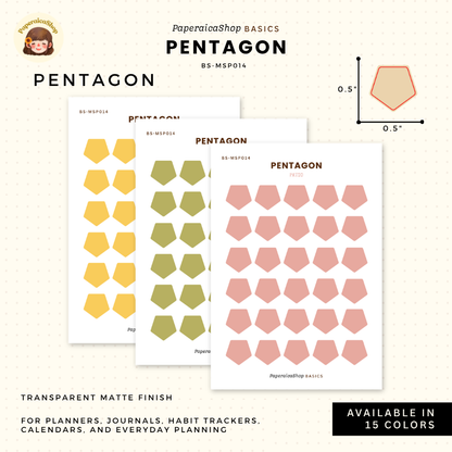 BS-MSP014 Pentagon Stickers, Shape Sticker, Functional Stickers | Paperaicashop
