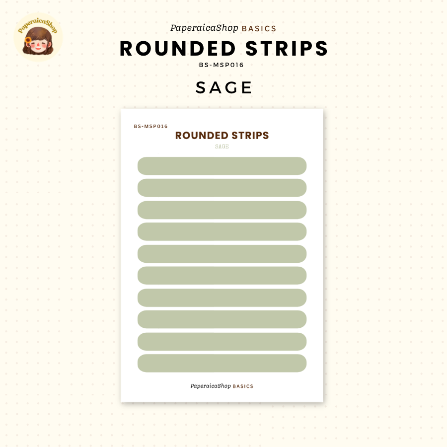 BS-MSP016 Rounded Strips Stickers, Shape Sticker, Functional Stickers | Paperaicashop