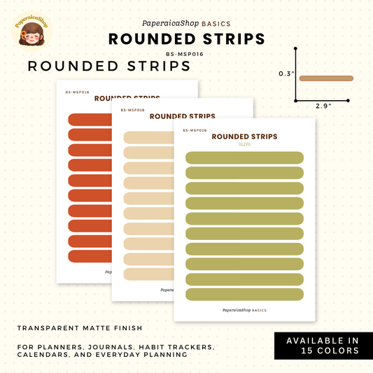BS-MSP016 Rounded Strips Stickers, Shape Sticker, Functional Stickers | Paperaicashop