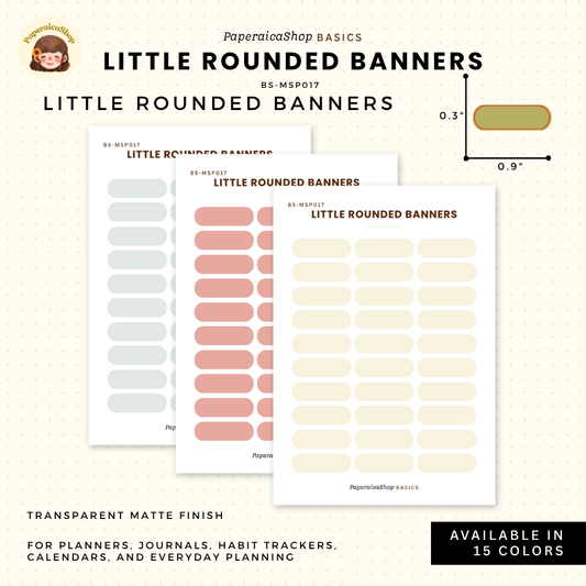 BS-MSP017 Small Rounded Banners Stickers, Shape Sticker, Functional Stickers | Paperaicashop