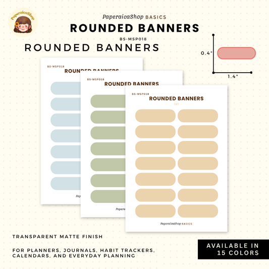 BS-MSP018 Rounded Flags Stickers, Shape Sticker, Functional Stickers | Paperaicashop