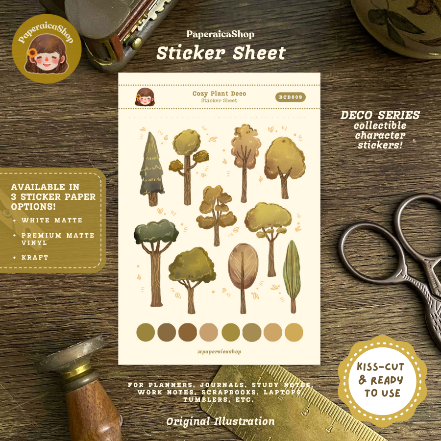 Cute Trees Planner Decorative Sticker Sheet DCD009