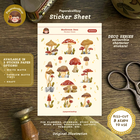 Cute Mushrooms Decorative Sticker Sheet DCD012