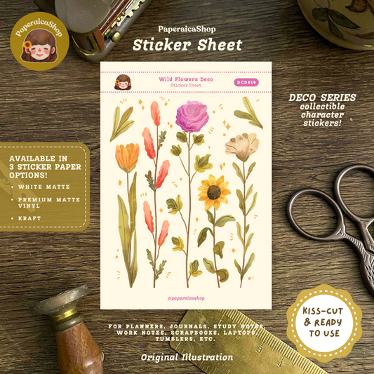 Wild Flower Decorative Sticker Sheet DCD014